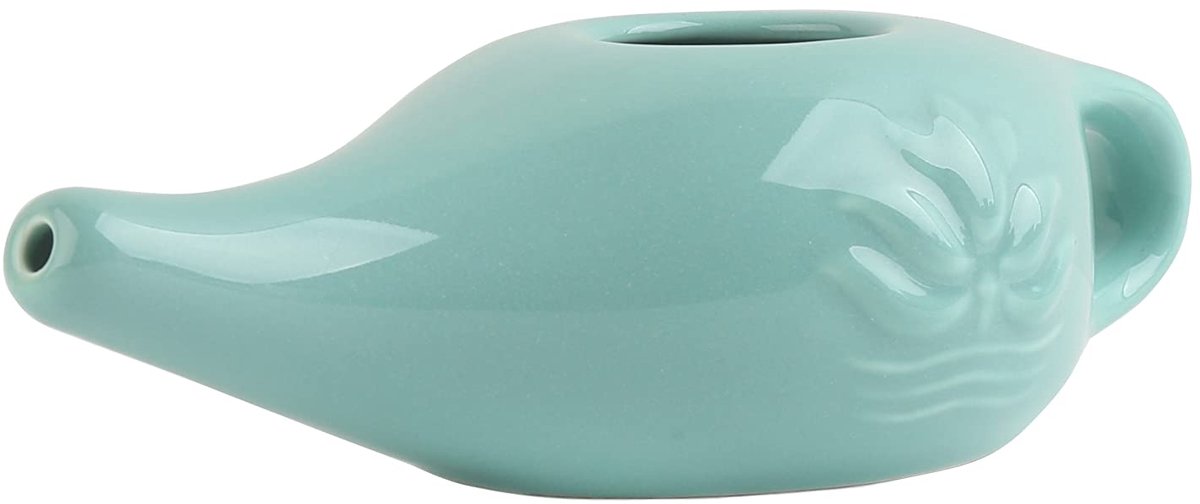 SnelShoppen - Keramische Neti Pot Neusspoeler 250 ml - Grondige Neusreiniging, Allergie Verlichting, Duurzaam en Veilig - Turquoise Neusspoeler voor T