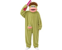 1 Leuke Onesie Pyjama Set – Maat S – Unisex – Pluche Loungewear – Met kam, grote mond en zakken – Onesie in dierenvorm – Groen