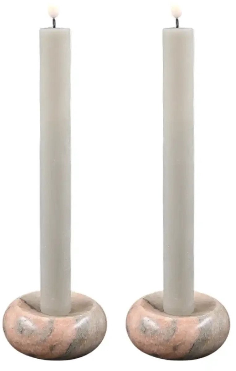 House of Nature Led dinerkaarsen grijs 27cm - 2 stuks