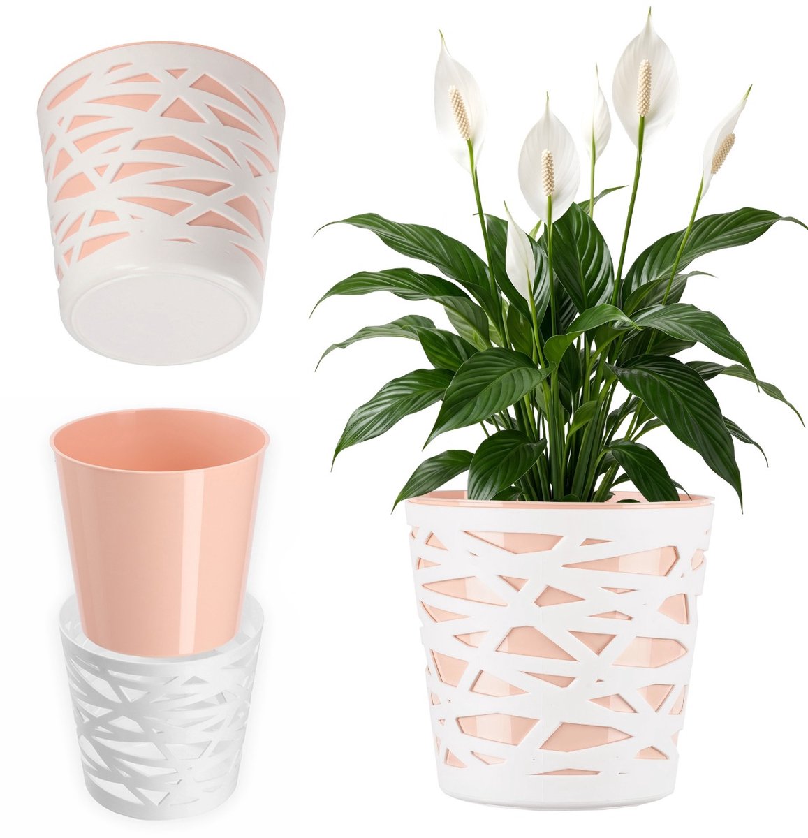 Kadax Kunststof Plantenpot met Inzet - 13cm Perzik