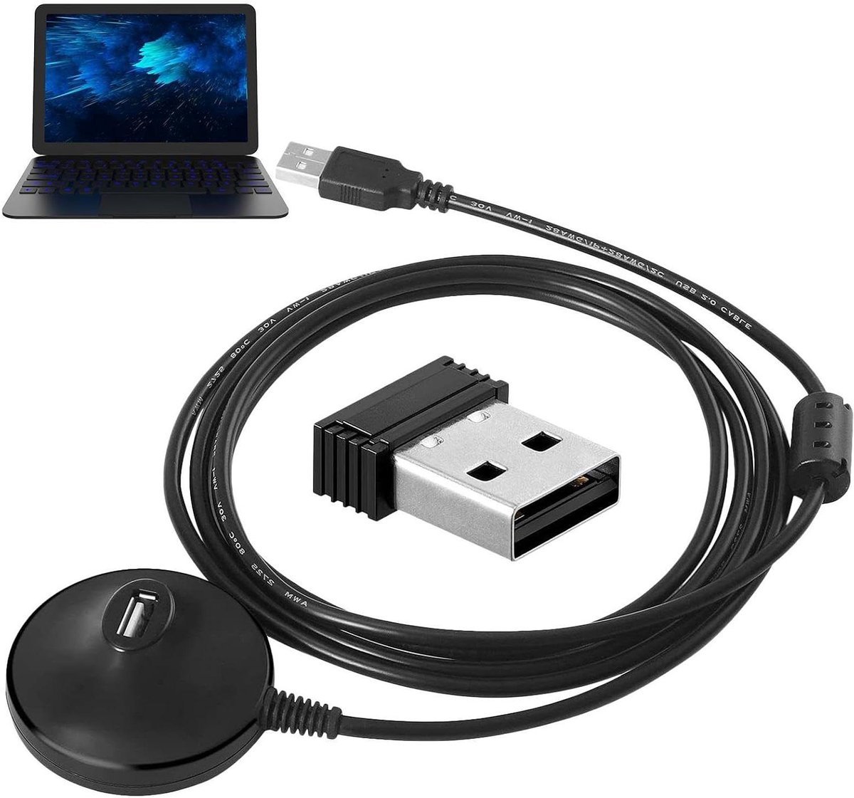 ANT ontvanger - USB dongle - Fietsen data - Transparante overdracht - 2 meter kabel - Zwart