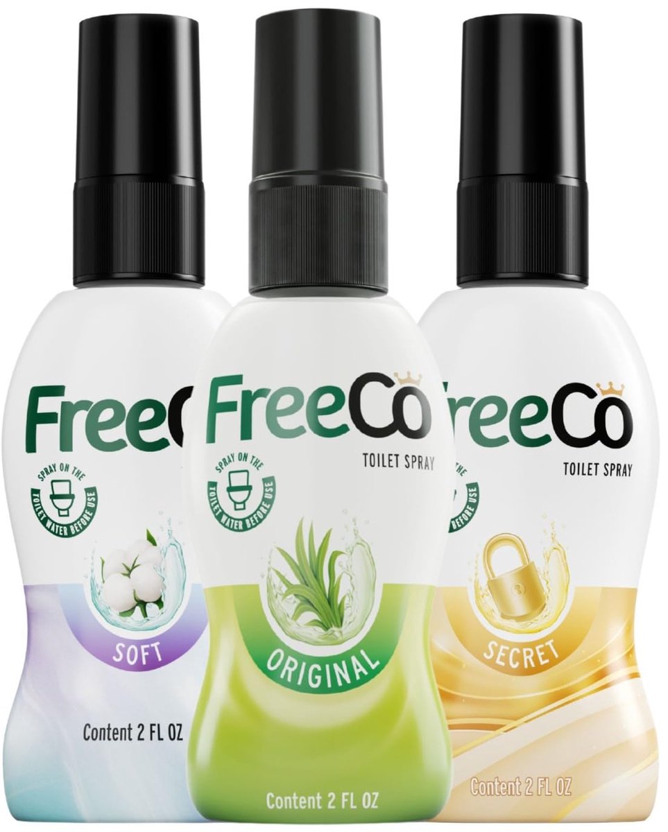 SnelShoppen - FreeCo Pre-Toilet Spray Mix Voordeelpak 3x60ml | Blokkeert Geur met Essentiële Oliën | Citrus, Secret, Soft voor Thuis, Kantoor & Onderw