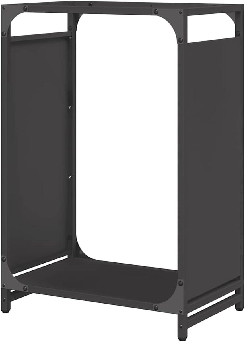 Brandhoutrek - Houtopslag - Nette opslag - Robuust staal - 44x28x65 cm - Zwart