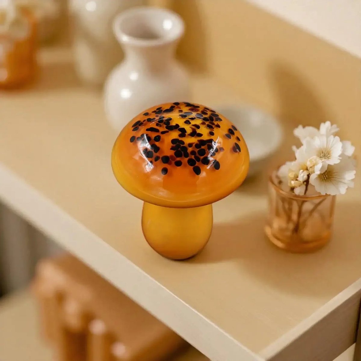 House of Nature Paddestoel oranje glas 14cm
