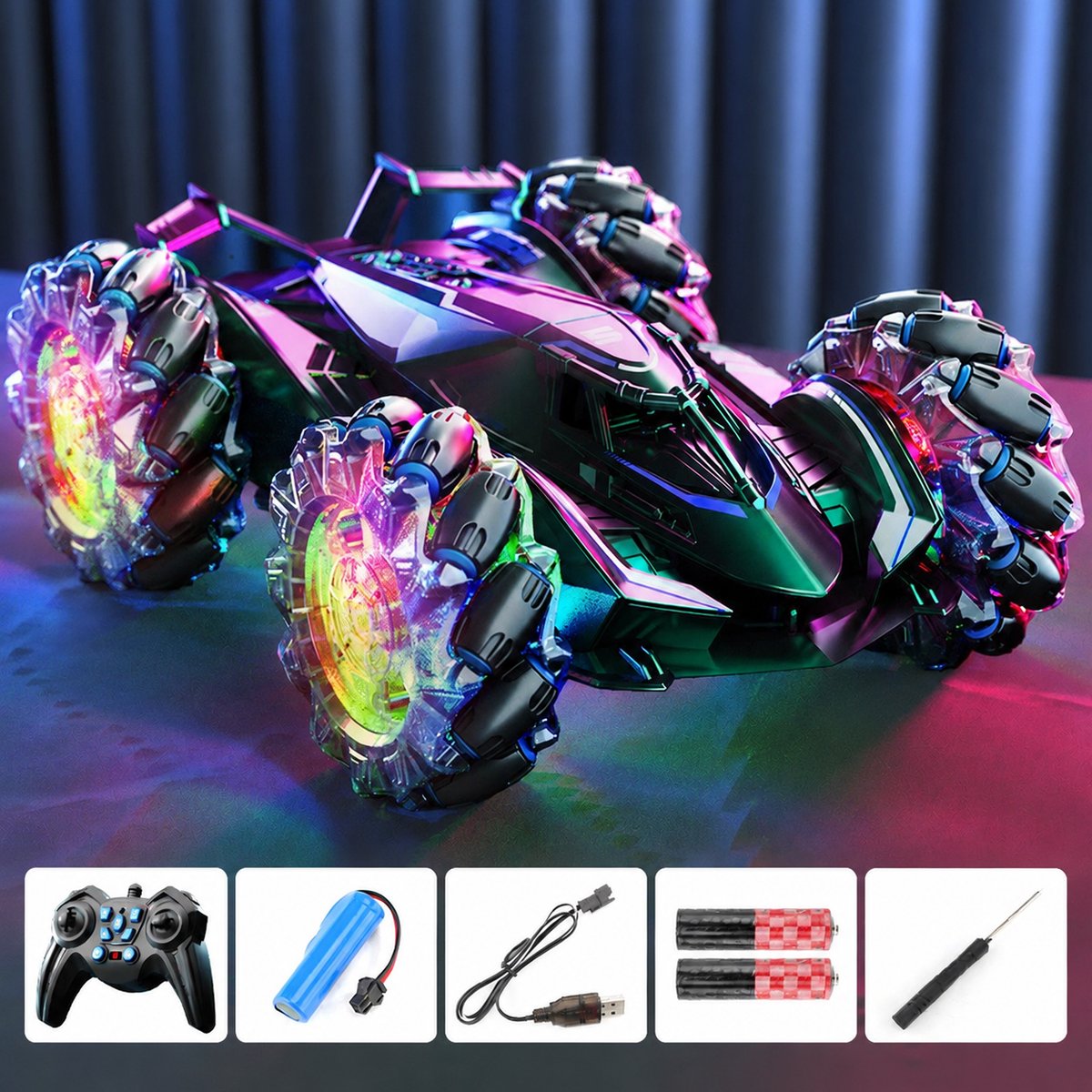 TEKROA Bestuurbare Auto - RC Afstandsbestuurbare Raceauto -Afstandbestuurbaar Race Drift Car -met LED - Speelgoed voor Jongens & Meisjes - voor Binnen & Buiten