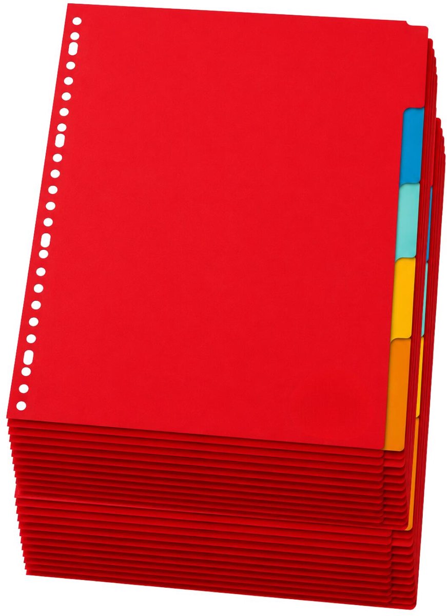 Stylex A4 tabbladen set - 30x stuks - gekleurd - 23 ringen - karton - ringmap tabs
