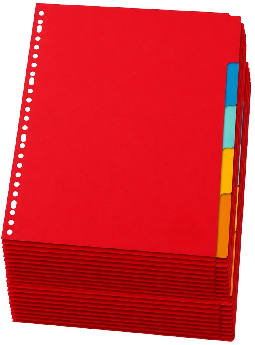 Stylex A4 tabbladen set - 25x stuks - gekleurd - 23 ringen - karton - ringmap tabs