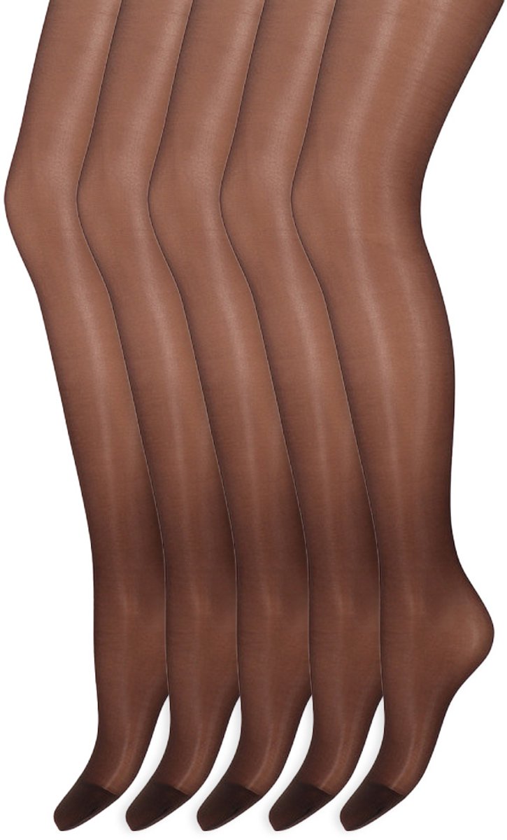 Zijdeglans Panty | Transparant Van Teen Tot Taille | 15 Denier | Merk: Marianne | Maat: S T/M Xxxl | Kleur: Cafe | 5 Paar