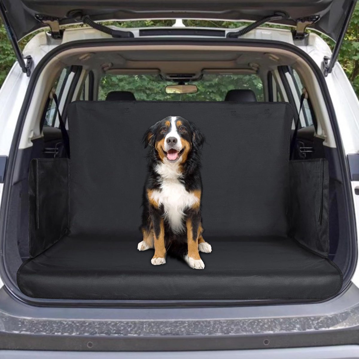 SnelShoppen - Universele Kofferbakbescherming voor Honden, Waterdichte Antislip Kofferbakdeken 155 x 104 cm, Geschikt voor de Meeste Auto's, Zwart - I