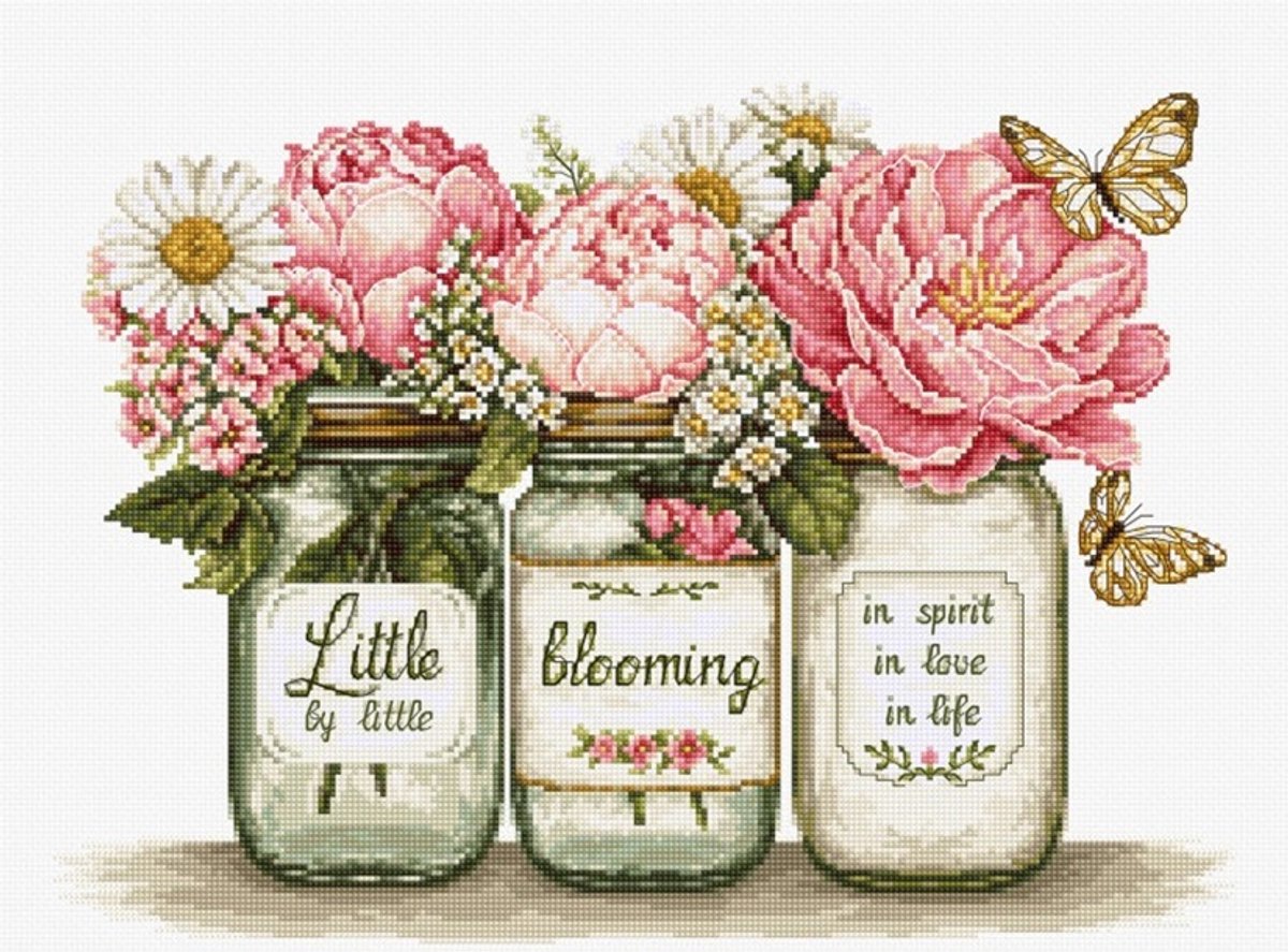 Borduurpakket Luca-S - Little by Little Blooming - Langzaam maar zeker in Bloei (WEEFSTOF) - BA7065