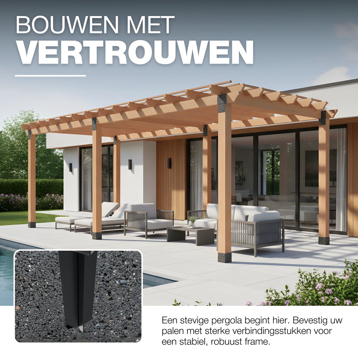 GeZu Impex Paalhouder met punt Inslaghuls Zwart Gepoedercoat 91 x 91 mm Set van 12 inslagbodemhuls paaldragers paalpunten paalpunthouder