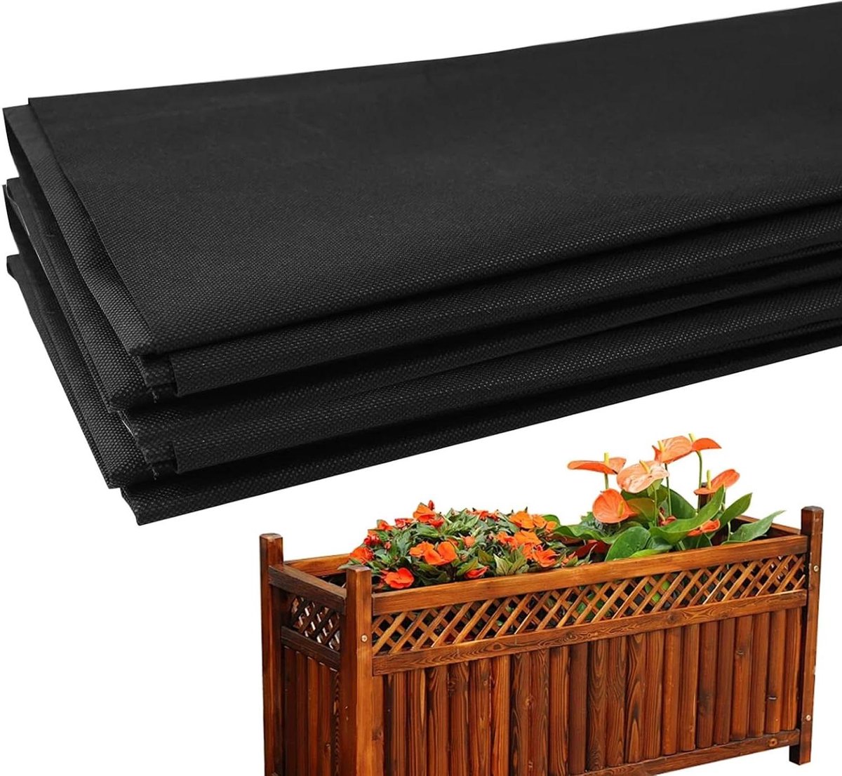 Verhoogde Tuinbed Voering - Groente Trugs Planter - Onkruid Voorkomen - Niet-geweven Materiaal - 160x210cm - Zwart