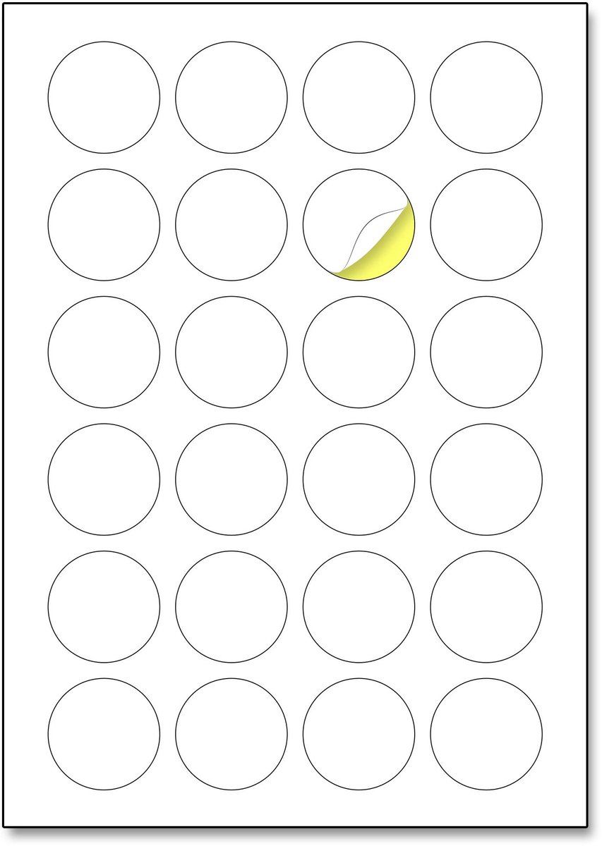 SnelShoppen - 24 per Vel, 150 Vellen A4 Ronde Zelfklevende Etiketten Stickers Labels Bedrukbaar Witte, Laser & Inkjet Printable voor Organisatie en Cr