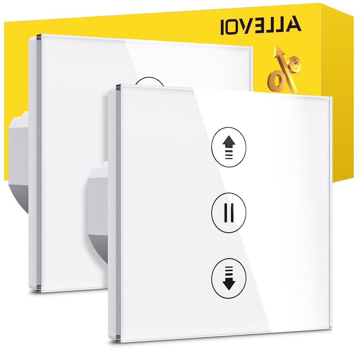 Wifi Rolluikschakelaar - Smart Jaloeziebesturing - Woning Automatiseren - Percentage Controle - 80x80mm - Wit