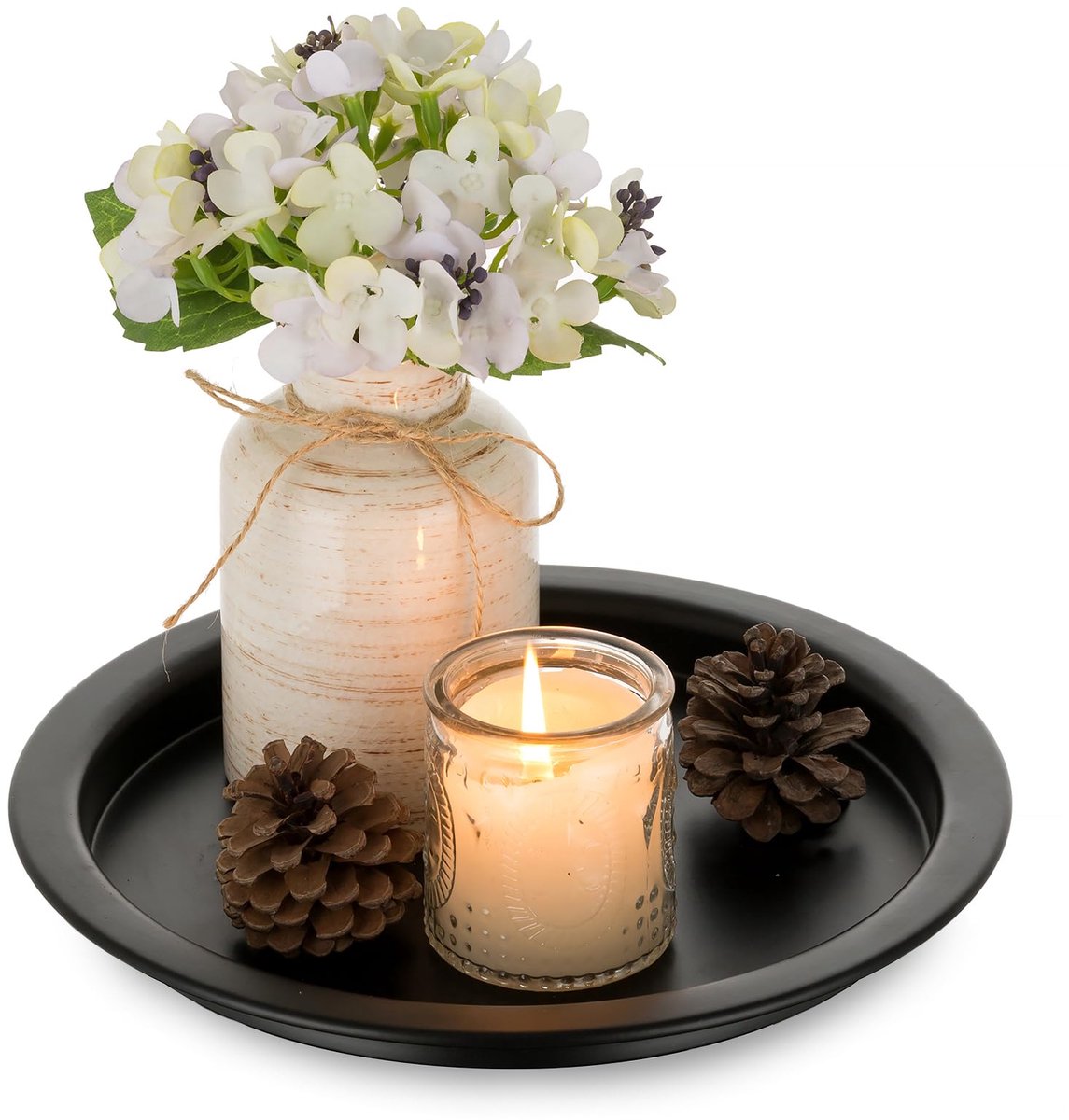Dailygoods - Decoratieve Kaarsenhouder 25cm - Zwarte Metalen Kaarsenstandaard voor Statafels