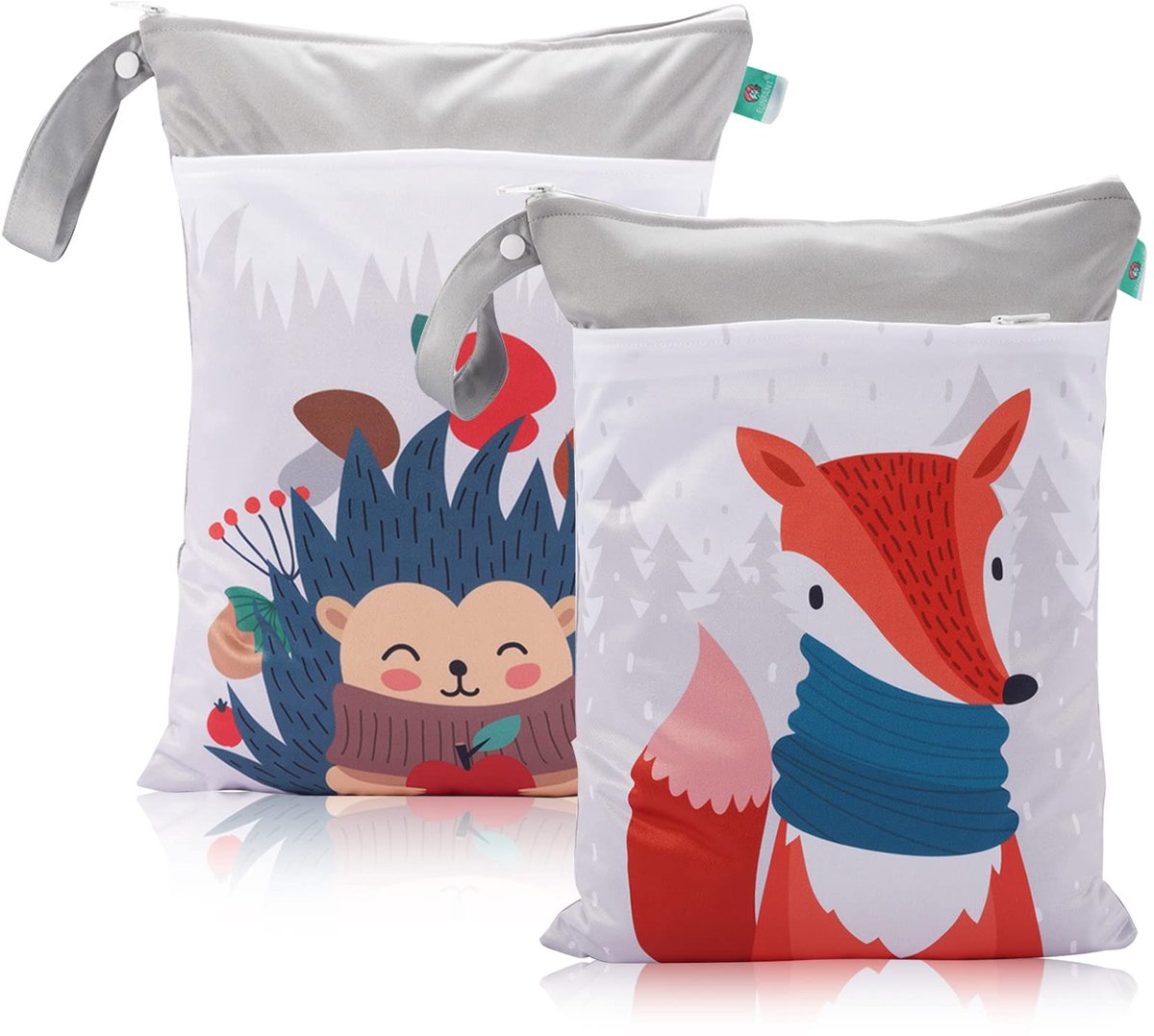 Dailygoods - Waterdichte Luiertas met 2 Ritsen - Grijze Egel Ontwerp