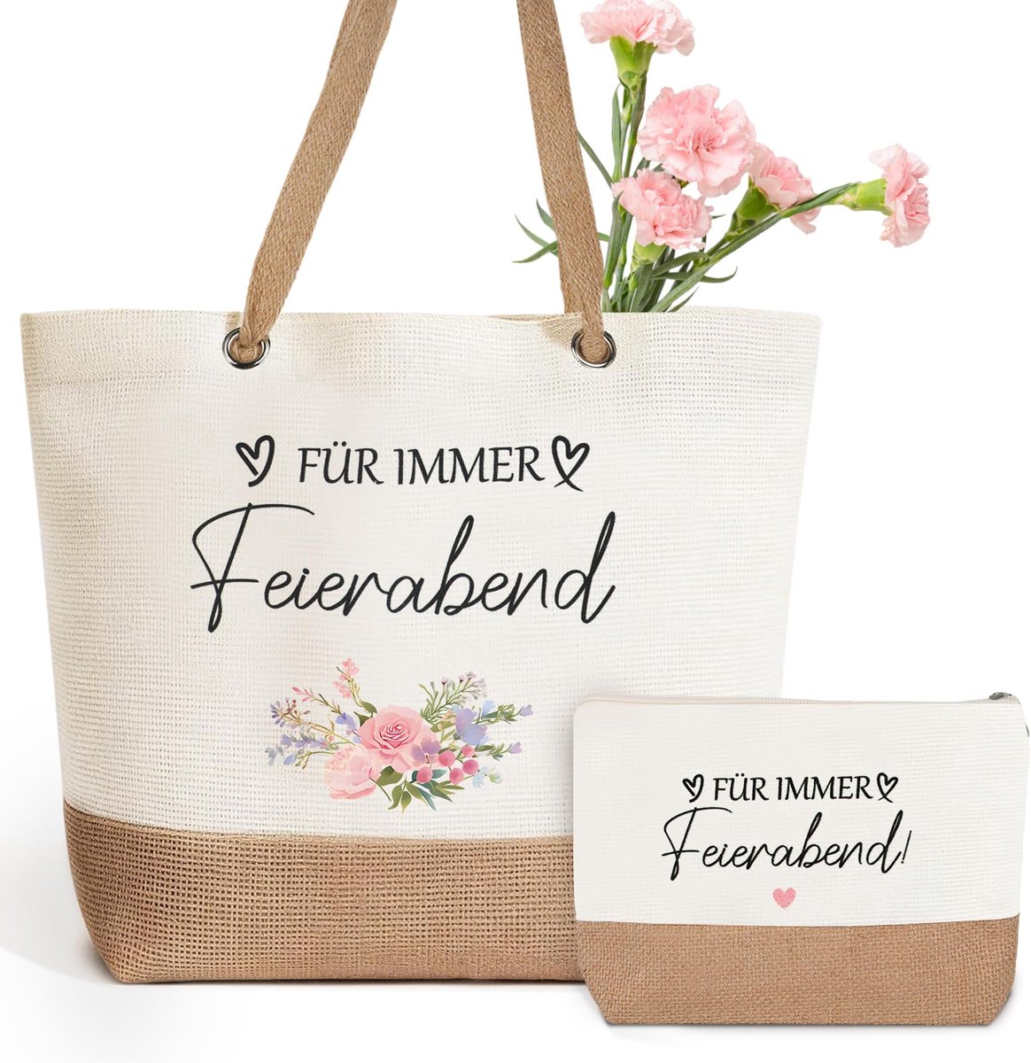 Dailygoods - Cadeauset voor Gepensioneerden - Canvas Jute Boodschappentas en Cosmeticatas