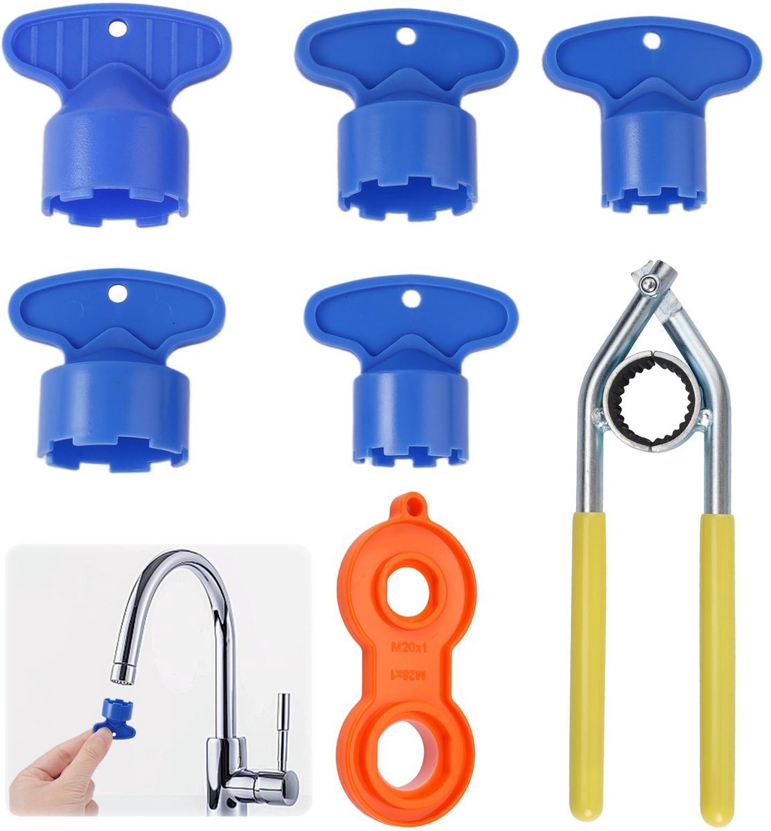Dailygoods - 7-Delige Straalregelaars Waterkraan - Multifunctionele Beluchtersleutel Set