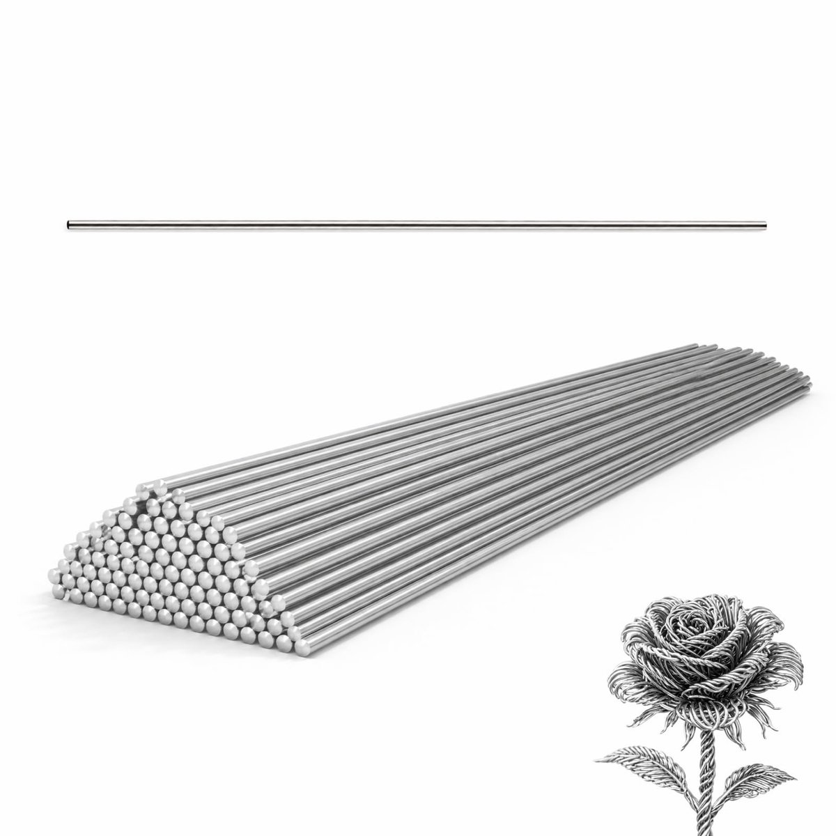 Dailygoods- Verenstaaldraad 50 Stuks - 0,5 mm x 300 mm - Hoogwaardig 304 Verenstaal - Sterk en Duurzaam - Corrosiebestendig - Eenvoudig te Bewerken - Staaldraad