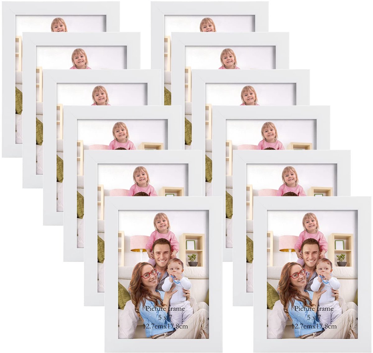 SnelShoppen - Set van 12 Moderne Witte Fotolijsten 13x18 cm - Collage Fotolijsten voor Wand en Tafel - Ideaal Cadeau voor Vrienden en Familie