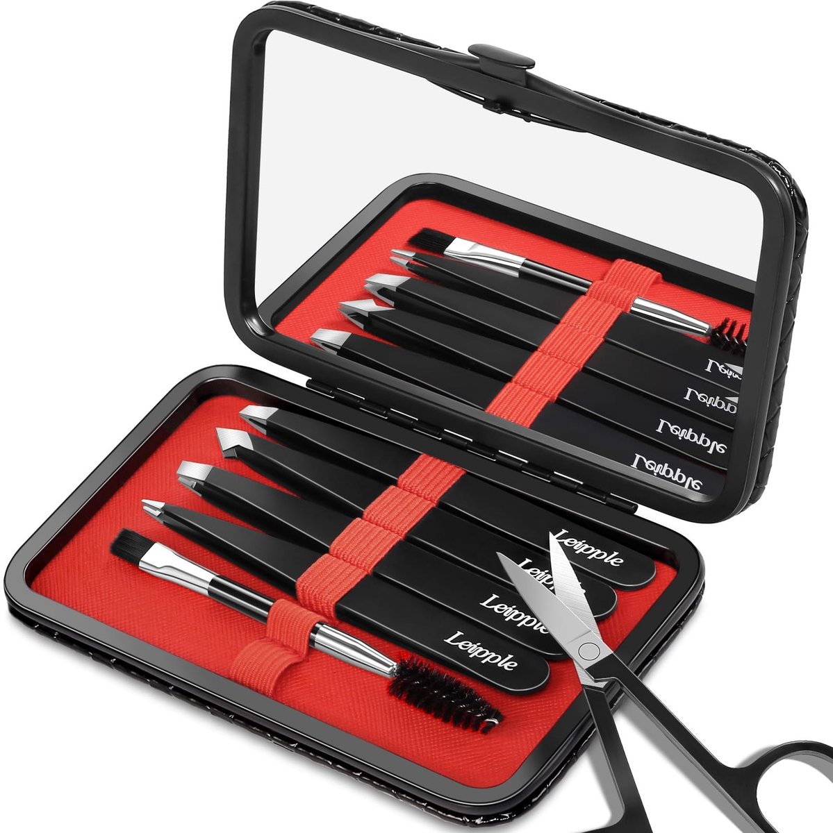 Dailygoods - Professionele Pincetten voor Gezichtsbeharing - Inclusief Reisetui en Spiegel