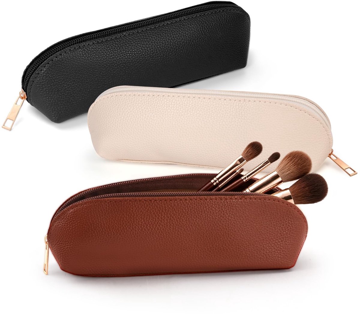Dailygoods - Set van 3 Make-up Penseeltassen - Draagbare Transparante Etuis voor Dames