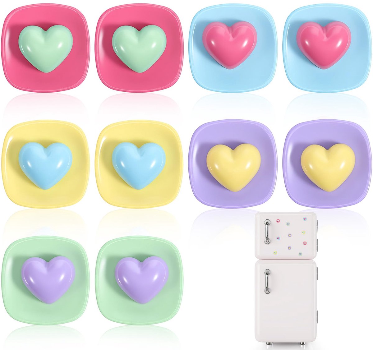 Dailygoods - 10 Schattige Hartvormige Koelkastmagneten - Kleurrijke Decoratieve Magneten voor Keuken en Kantoor