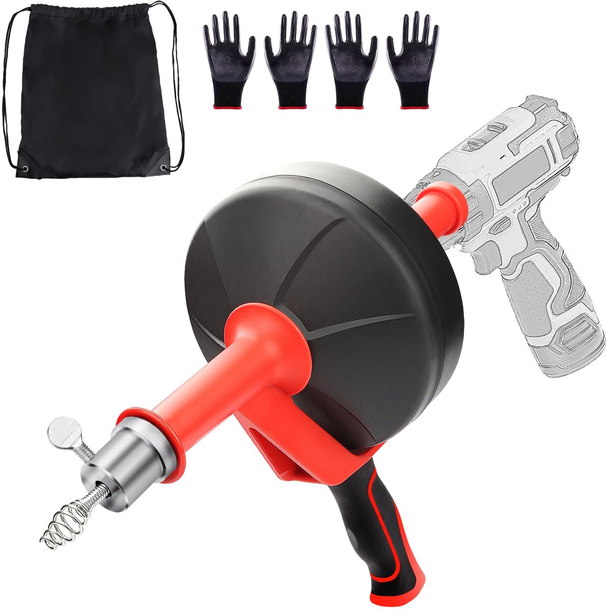 Dailygoods - 13 Meter Spiralen Ontstopper voor Afvoer - Professionele Drain Cleaning Tool