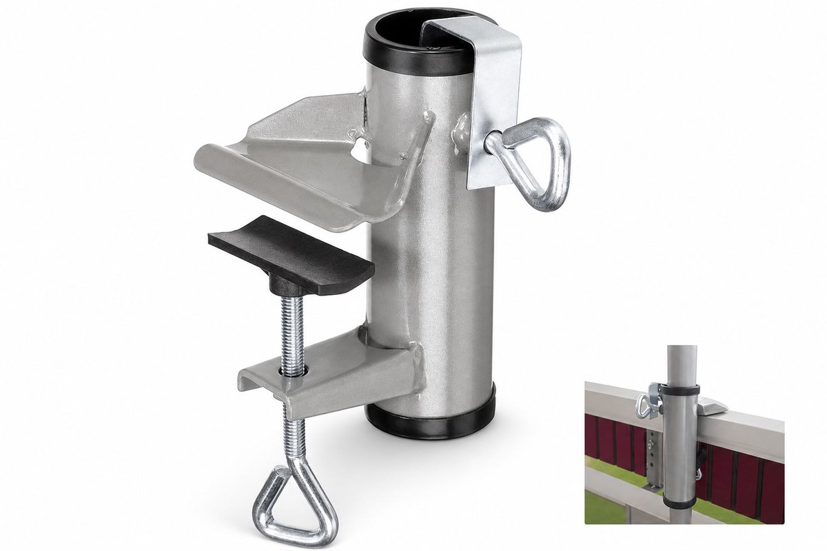 VHV - Parasolhouder Balkon - Metalen Klem voor Balkonreling - Stevige Verstelbare Bevestiging voor Parasol