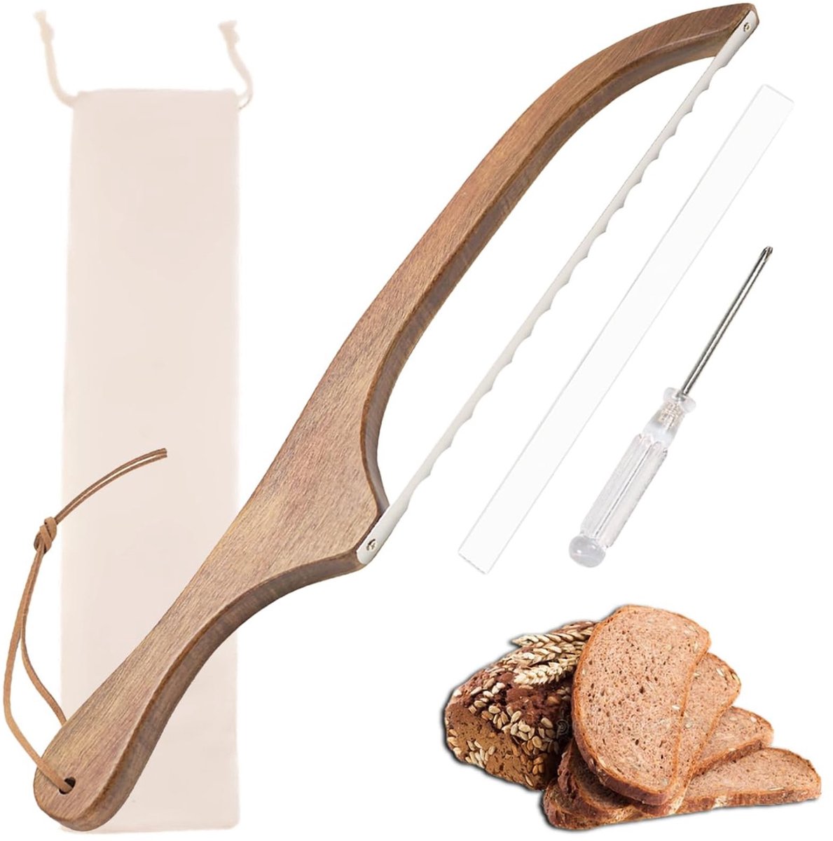 Dailygoods- Broodzaag Roestvrij Staal - Houten Handvat - Ideaal voor Zuurdesem - Dikke Broden - Cake - Fruit - Broodsnijder