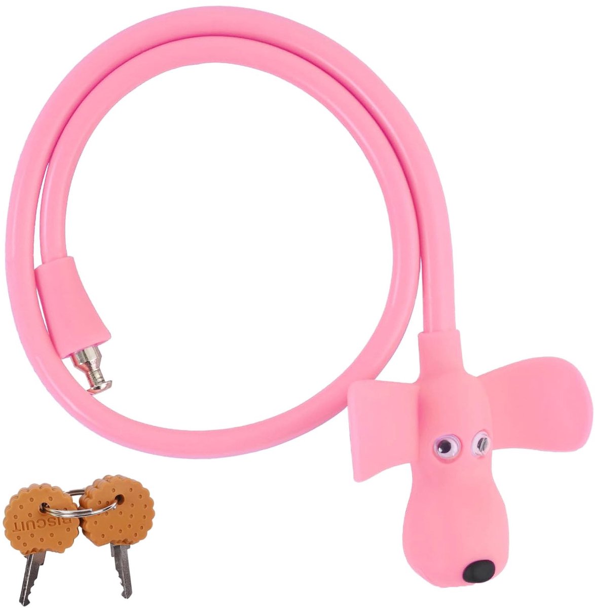 Dailygoods - Puppy Biscuit Kabelslot Voor Kinderen - Fietsaccessoire Roze
