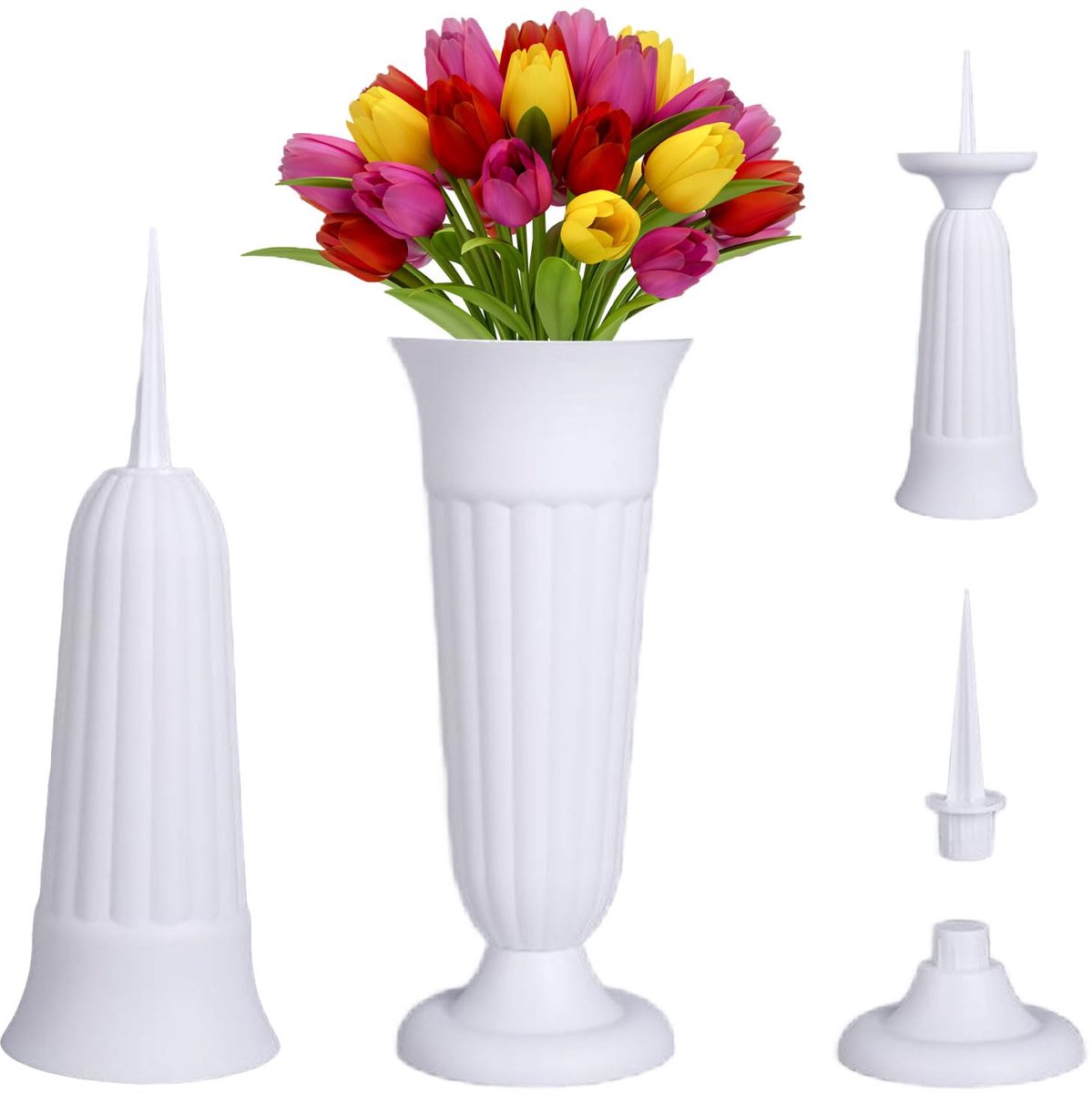 Dailygoods - 2 Stuks Grave Vazen met Grondpen - Duurzaam en Weerbestendig