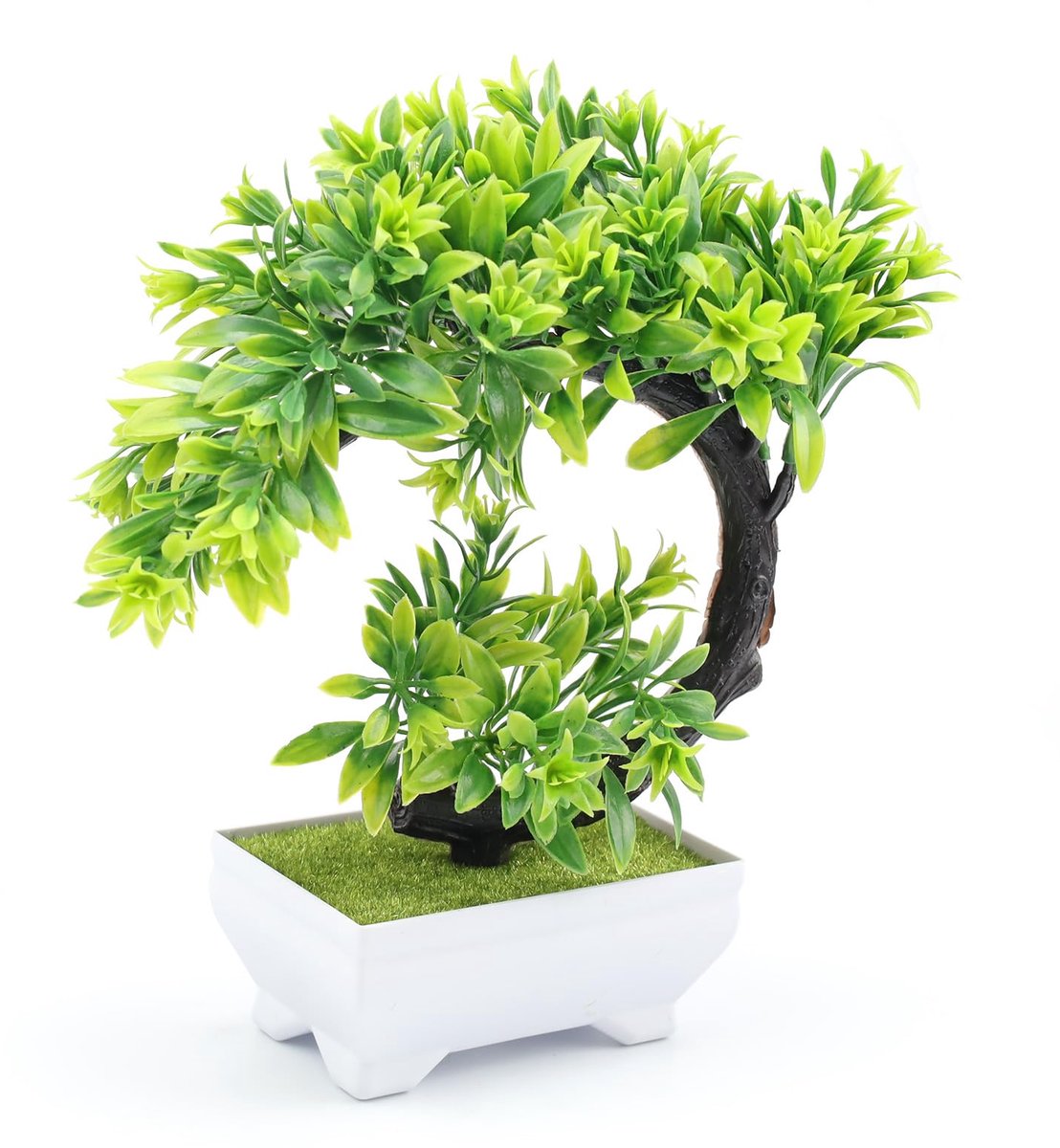 kunstplant bonsai, plastic planten, decoratieve planten, kunstplanten, voor balkon, tuin, woonkamer, eettafel, kantoordecoratie (groen)