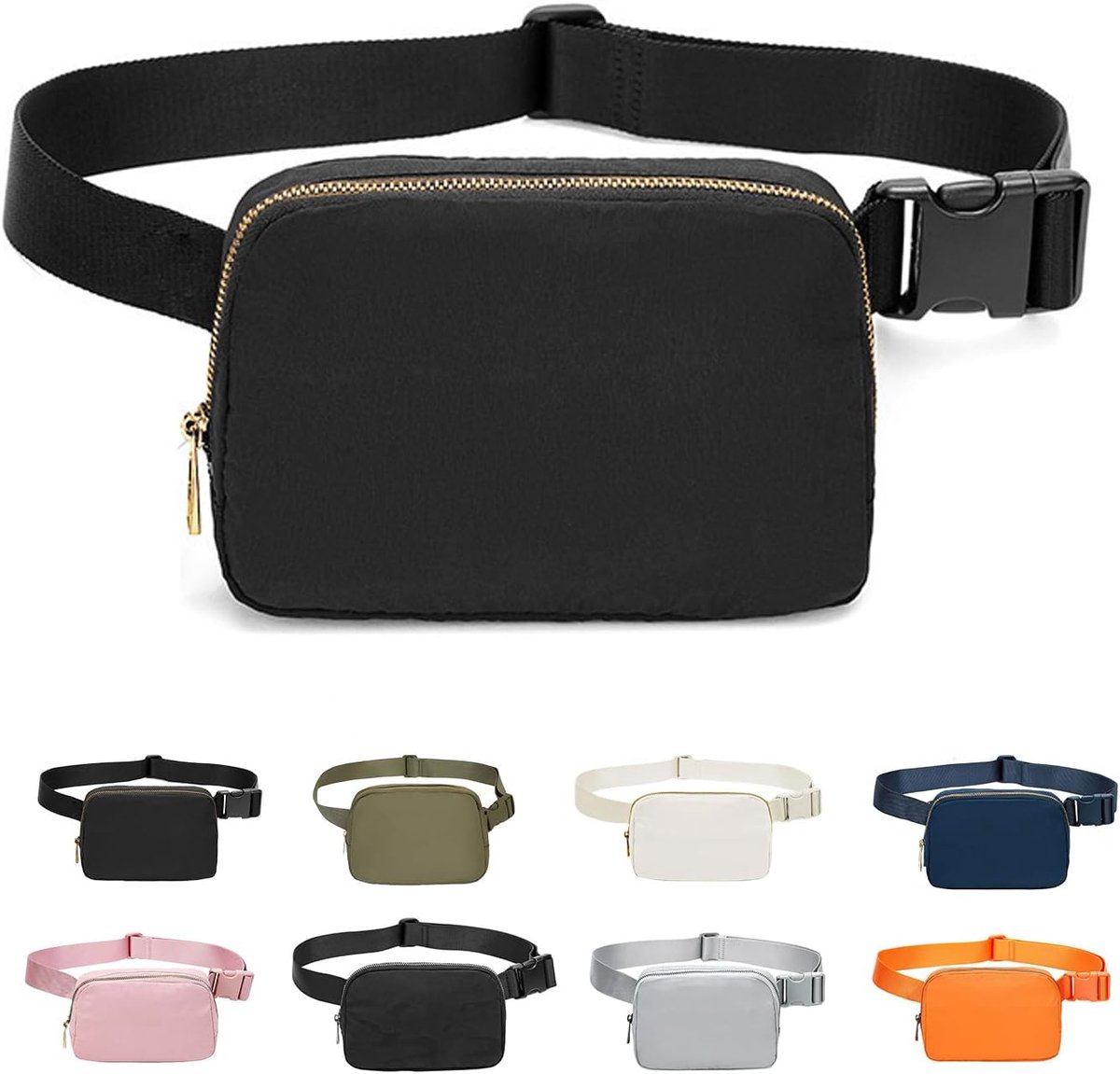 VHV-Heuptas voor Dames en Heren - Trendy Nylon Schoudertas en Heuptasje - Sportieve Reis- en Hardlooptas met Verstelbare Schouderriem - Zwart