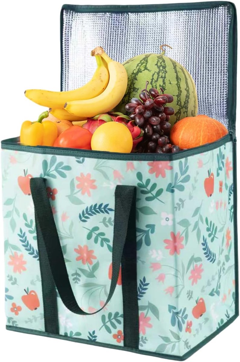 VHV-Grote Koeltas 40x40x25cm - Opvouwbare Isoliertas met Aluminium Voering - Waterdichte Thermische Tas voor Boodschappen, Eten bezorgen en Picknick - Zwart