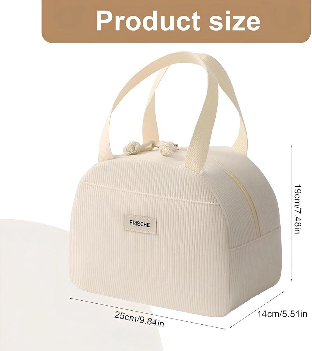VHV-Lunchtas 6.5L - Kleine Geïsoleerde Lunchtas voor Dames en Heren - Opvouwbare Thermische Koeltas voor Werk, School en Camping - Beige — cadeau in Cadeau-ideeën - foto 7