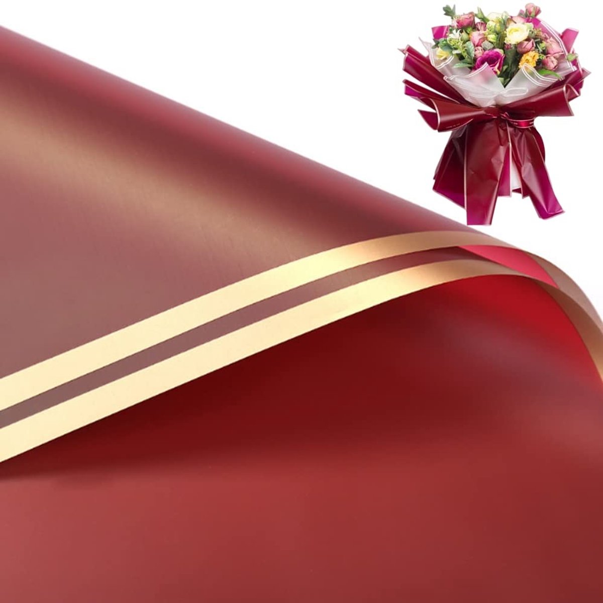 Dailygoods - Gouden Rand Bloem Inpakpapier - Waterdicht Cadeau Verpakking voor Bloemen