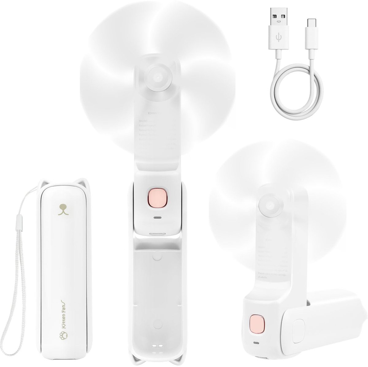SnelShoppen - Draagbare Handventilator Mini - Stille Ventilator met 3 Snelheden - Wit - Ideaal voor Feest, Camping, Tuin & Kinderen