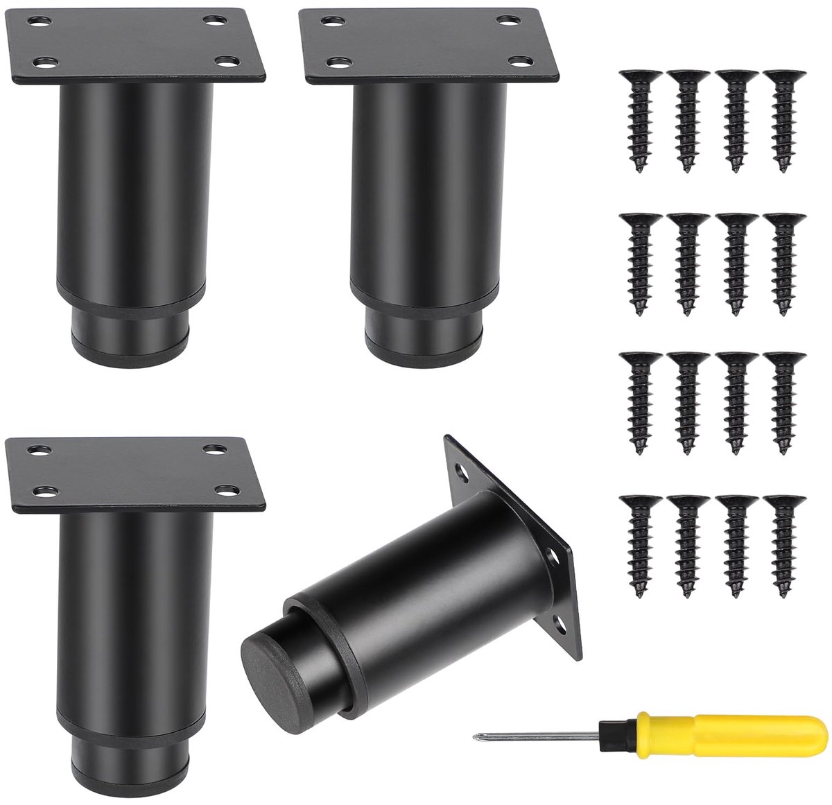 Dailygoods - 4 Stuks Verstelbare Zwart Metalen Meubelpoten voor Meubels