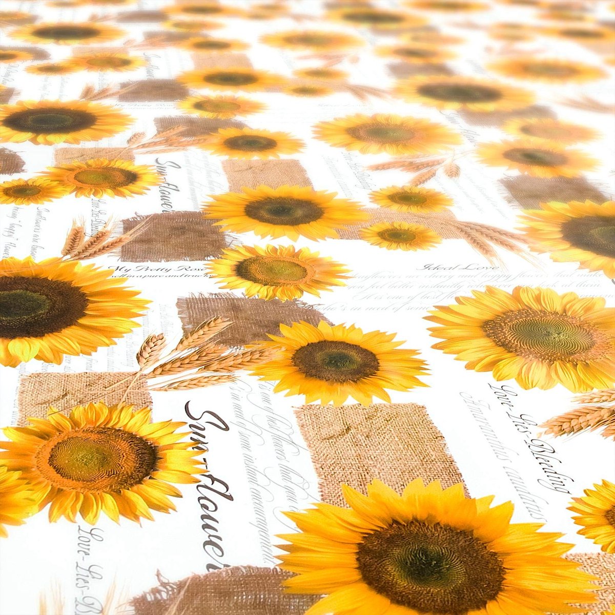 SnelShoppen - Rond Tafelkleed van Tafelzeil met Zonnebloemen, 120 cm, Snijrand, Ideaal voor Zomerfeesten, Tuin, Keuken en Camping