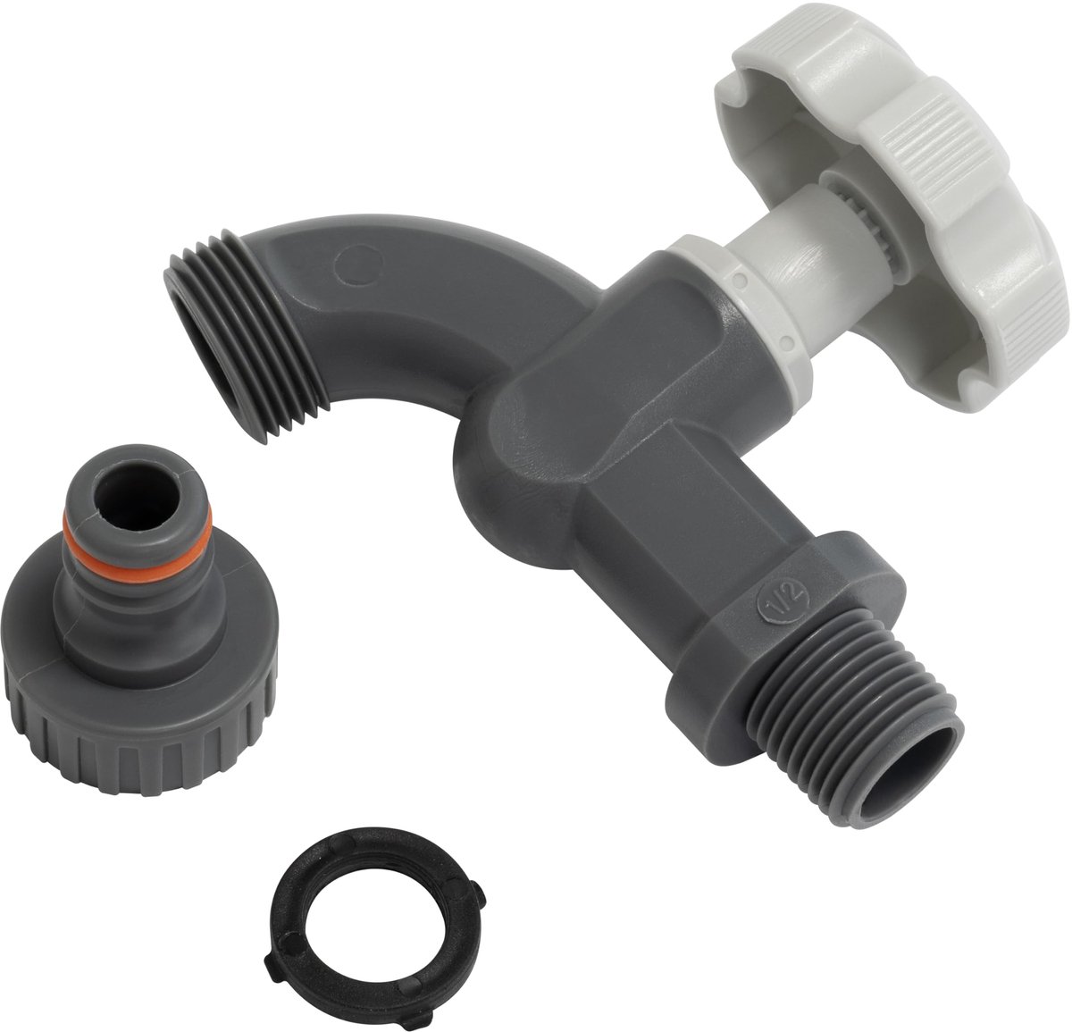 Dailygoods - Tuinslang Koppeling met Snelle Aansluiting - 1/2 Inch Grijze Plastic Adapter