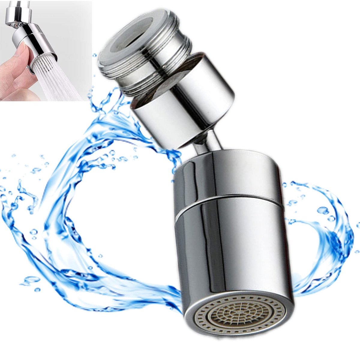 Dailygoods - 360° Rotatable Aerator Water Tap - Waterkraan Accessoire met 2-Flow