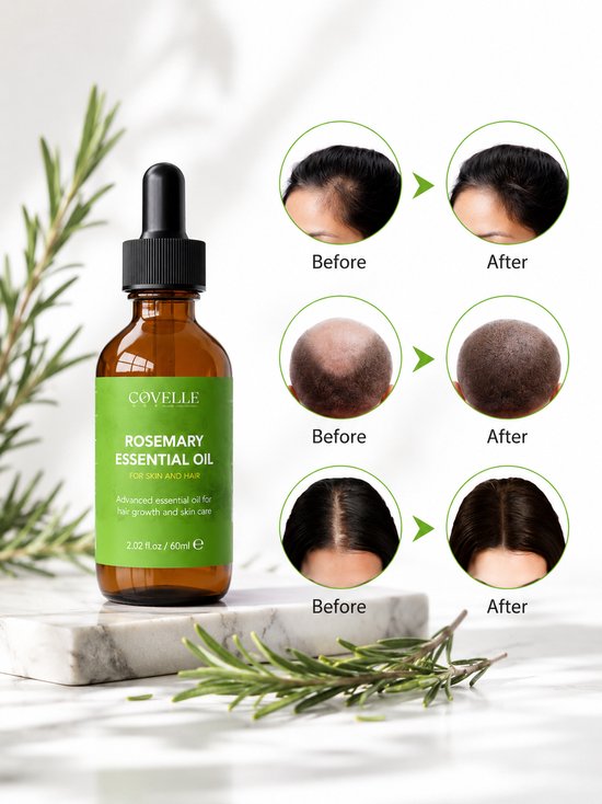 Covelle - Rozemarijn Haarolie - 60ml - Haarserum - Haaruitval - Wenkbrauw - Wimperserum - olie - Rosemary- hair oil - Baardgroei
