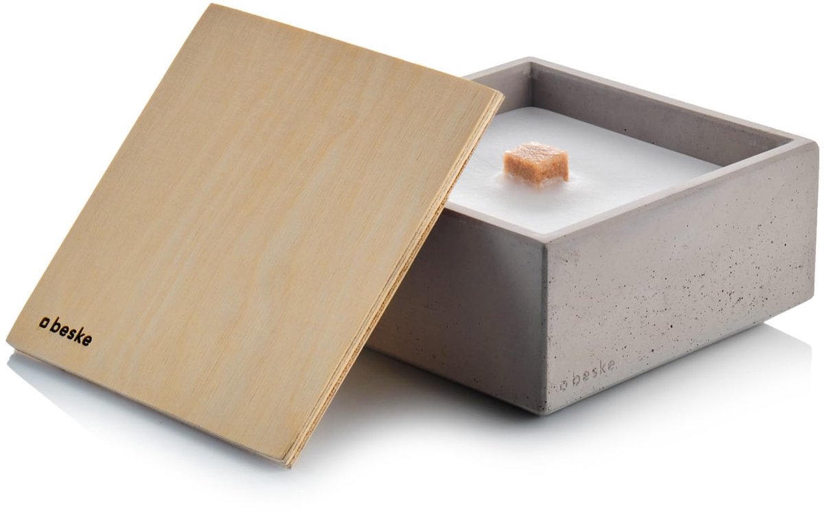 SnelShoppen - Betonfeuer Tafelvuur van Beton | Duurzaam Lontsysteem | Onbeperkte Brandduur | Handgemaakt in Duitsland | 13x13x6,5 cm | Ideaal voor Tui