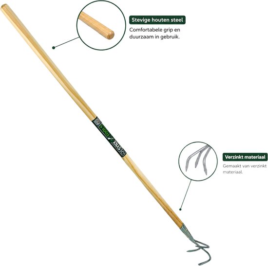 Synx Tools Tuinkrabber 3 Tanden - Cultivator - Verzinkt - Grondwoeler - Tuingereedschap - Totale lengte 124cm van Synx Tools — afbeelding 2