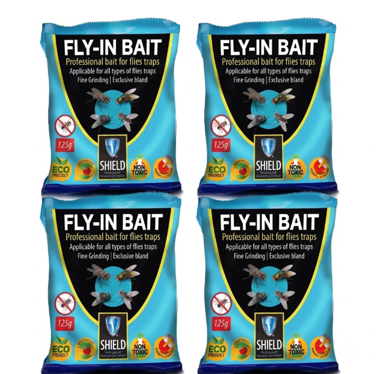 4 x Vliegenlokstof Fly Bait - Voor vliegenvallen en vliegenvangzak - 4 x 125 gram
