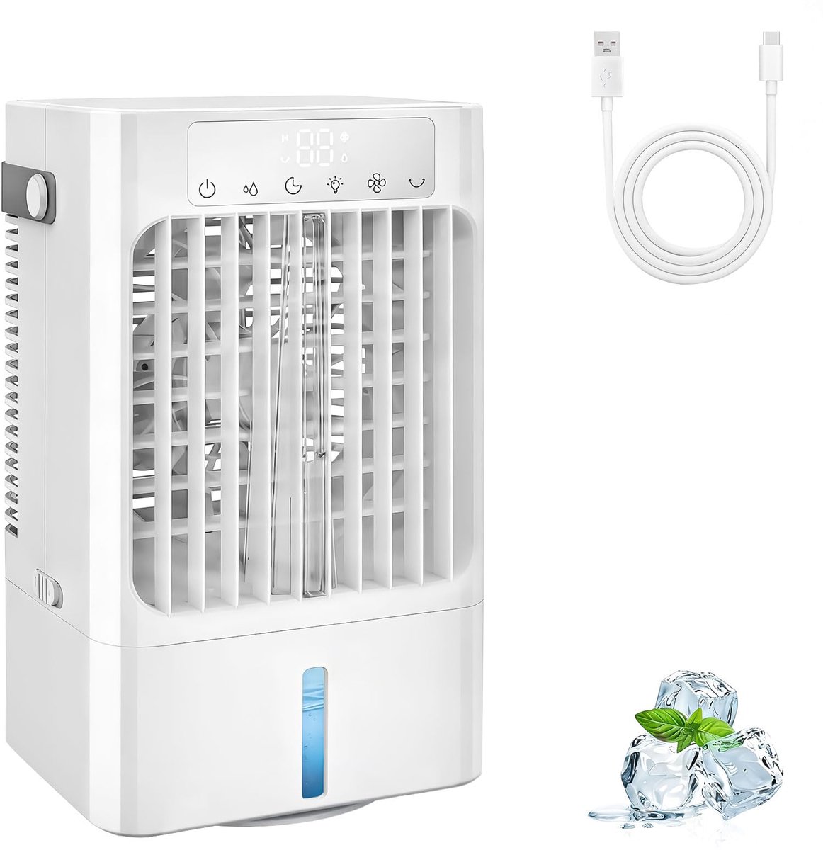 SnelShoppen - Aircooler Ventilator met Waterkoeling - Draagbare Mobiele Airconditioning-ventilator - 4-in-1 Persoonlijke Mini-koelventilator - Waterne
