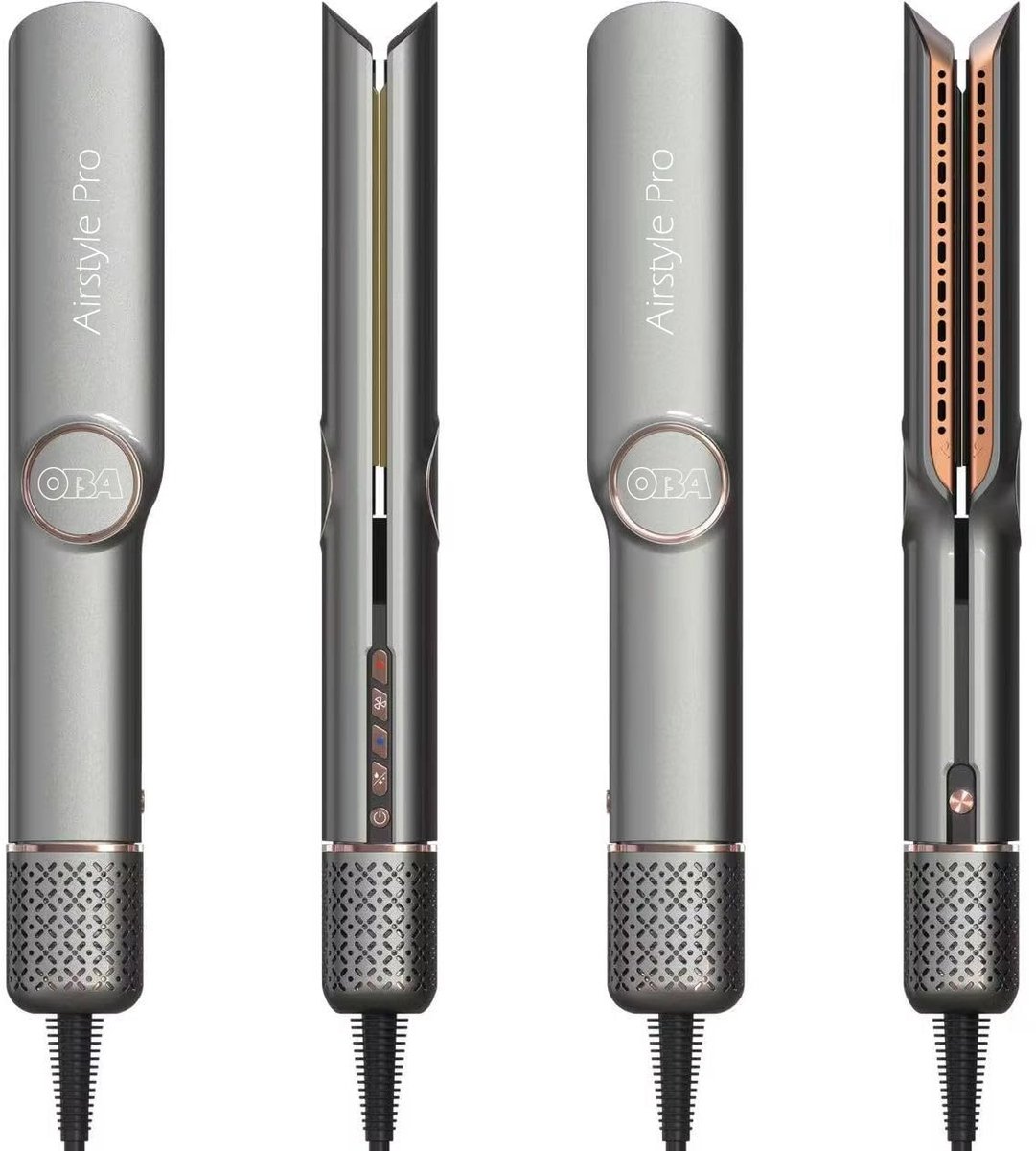 SnelShoppen - Professionele heteluchtstijltang 2-in-1 voor nat en droog haar, haardroger en styler, 1400 W, borstelloze technologie, zwart kunststof,