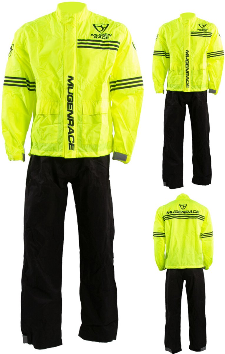 MUGENRACE Rainy Zwart Fluo Geel 2-delig Regenpak -