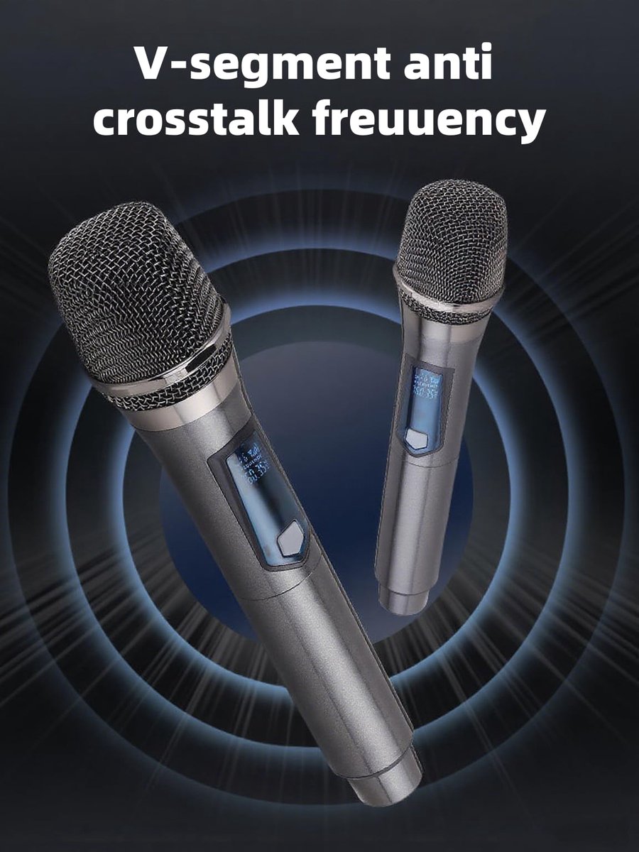 SnelShoppen - Draadloze Microfoon Set - Oplaadbare Handheld Dubbele Microfoon - Dynamisch - 60m Bereik - Karaoke, Bruiloften, DJ, Feest, Kerk, Klasgeb